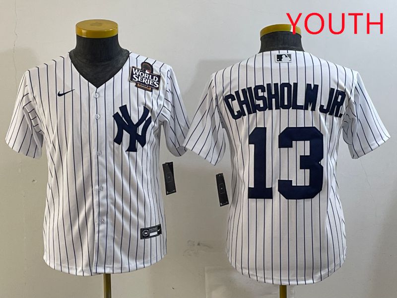 Youth New York Yankees #13 Chisholm jr White Stripe Game 2025 Nike MLB Jersey style 3